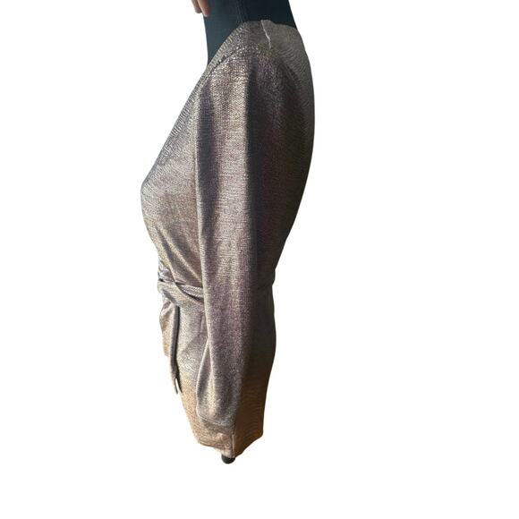 City Studio Gold Metallic Twist-Front Long Sleeve Mini Dress – Juniors 7 - Picture 4 of 9